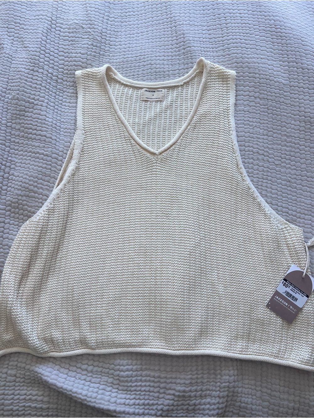 Jackson Rowe Cream V-Neck Knit Tank